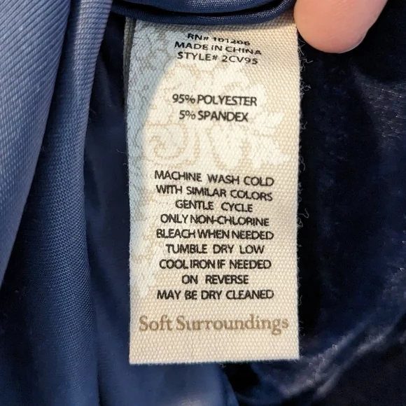 Soft Surroundings Blue Velvet Faux Wrap Silver Buckle Top Size S - Picture 7 of 7